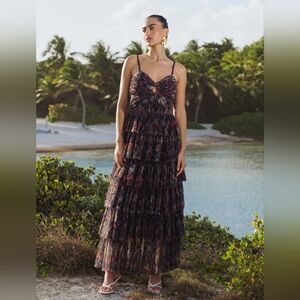 NWT- Hutch Rosey Floral Gathered Tiered Evening Gown Sz 00